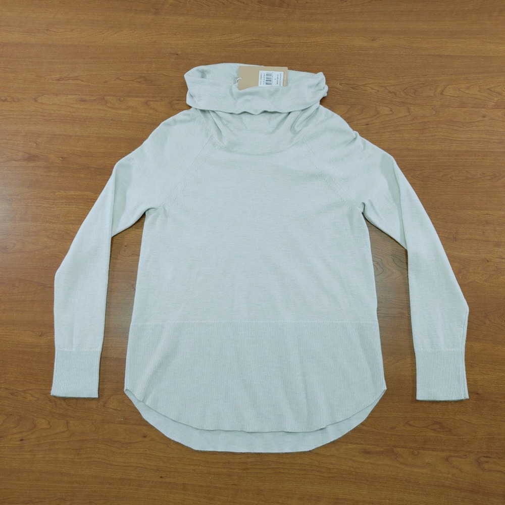 Cyrus Womens Cowl Neck Sweater Grey Goose Raglan Sleeve High Low‎ Hem Size M
